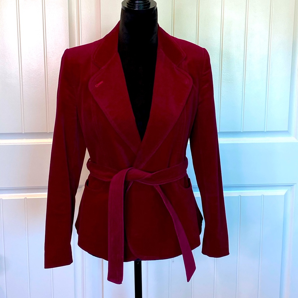 Vintage Soft Red Button Up Belted Blazer